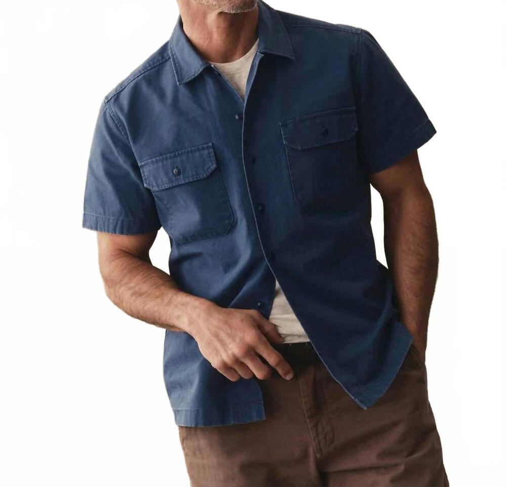 NEW TAYLOR STITCH men's the short sleeve mechanic shirt in atlantic ripstop